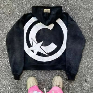 100% algodón térmico personalizado calidad Premium peso pesado cremallera completa básicos parches bordados sudaderas lavado ácido hombres sudaderas con capucha - Product Image 2