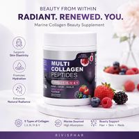 Poudre de peptides de collagène multi-fruits rouges OEM 281g – Complément beauté pour adultes pour cheveux, peau, ongles et éclat cutané