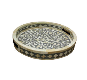 Wholesale Indian Decor Handicrafts Round Bone Inlay Serving <b>Tray</b> for Hotels Restaurants & Home Decor - Product Image 2