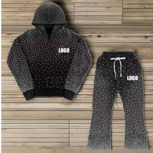 Chándal de diamantes de imitación transpirable ligero para hombre con logotipo personalizado 2025, ropa de invierno informal a precio mayorista - Product Image 2