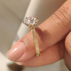 แหวนเพชรทรงกลมสไตล์โซลิแทร์แบบยุโรปโบราณ - Product Image 6