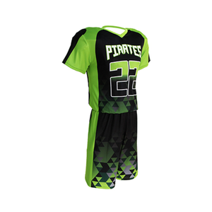 100% Polyester jaune noir sublimé impression équipe porter lacrosse uniforme hommes femmes à manches courtes Match porter des uniformes - Product Image 6