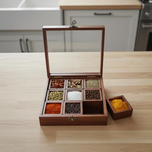 Boîte à épices en bois durable pour une organisation de cuisine écologique, favorisant le stockage sans plastique - Product Image 3
