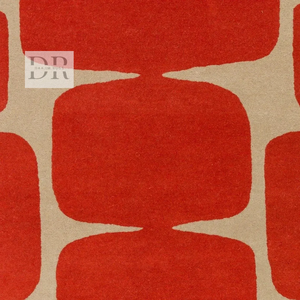 Tapis rouge moderne 100% laine tufté à la main Logo modèle 5x8 pour chambre salon bureau avec esthétique minimaliste pour le sol de la maison - Product Image 4