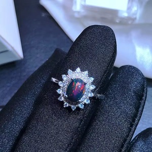 แหวนโอปอลสีดำ R001สีเงิน925ชั้นสูงเครื่องประดับขายส่งจากประเทศไทย - Product Image 2