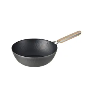 En-012 Enzo-sartén profunda de hierro, WOK de acero al carbono de 26cm, hecha en Japan apapadi