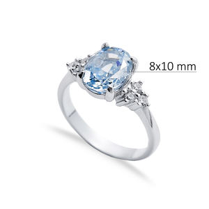 Aigue-marine CZ pierre ovale conception grappe Zircon bague bijoux 925 bague en argent Sterling en gros bijoux turcs - Product Image 2