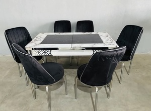 Juego de muebles de comedor modernos y elegantes, 1 mesa y 6 sillas para uso doméstico, cocina o villa - Product Image 3