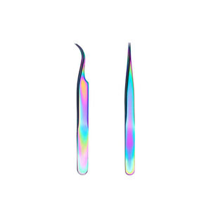 Pinzas blancas con punta dorada 100% Pinzas para pestañas postizas de satisfacción del cliente en stock Pinzas para pestañas postizas de acero inoxidable de 70 grados - Product Image 5