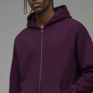 Sweat à capuche en molleton à épaules tombantes personnalisé avec fermeture éclair, couleur unie, capuche ajustable, tenues tendance pour hommes, prix avantageux - Product Image 2