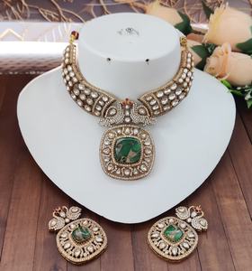 Premium Quality Moissanite Kundan Necklace <b>Set</b> With Fire Stone Luxury Necklace <b>Set</b> <b>Indian</b> Traditional <b>jewelry</b> With Earrings - Product Image 6