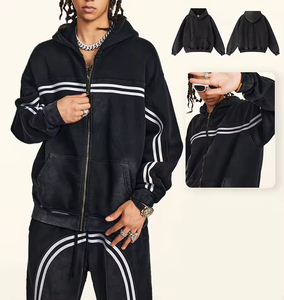 Conjunto de Sudadera con capucha deportiva informal con forro polar para Otoño e Invierno 2025, chaqueta con cremallera de punto lavado cálido, traje para hombre, envío DDP - Product Image 1