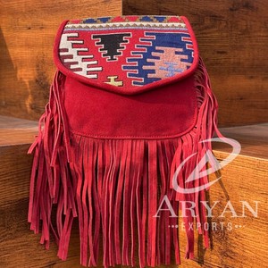 New Hot <b>Sale</b> Jacquard Fabric Suede Leather Fringe Sling <b>Bags</b> Multi Use New Vintage Design Crossbody <b>Bag</b> Cheap Rate <b>Bulk</b> Products - Product Image 1