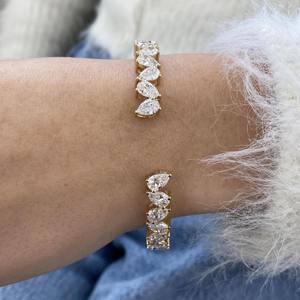 Antique IGI Certified Pear Cut VVS Lab Grown Diamond Yellow Gold Plated 925 Sterling Silver <b>Ball</b> <b>Bracelet</b> Fine Jewelry For Women - Product Image 2