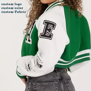 2025 chaqueta universitaria personalizada para mujer, abrigo corto de cuero de piel de oveja transpirable, estilo Letterman de invierno, lona a prueba de viento - Product Image 3
