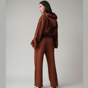 2026 élégant femmes hivers 100% coton Joggers recadrée à capuche longue femme gymnastique course survêtement bas amples confortable - Product Image 3