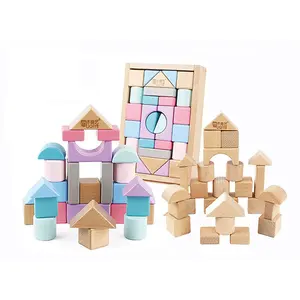 Jouets éducatifs pour bébé, 28 pièces, blocs de construction en bois, jouets à empiler pour enfants