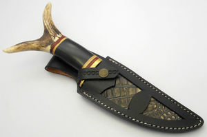 Cuchillo de caza personalizado DIY OEM de grado industrial de 8 pulgadas de acero de Damasco forjado con mango de cuerno, regalo para él, uso en exteriores - Product Image 6