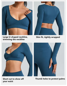 New Fitness Yoga Sets Lightweight <b>Long</b> Sleeve <b>Top</b> High Waist Scrunch <b>Leggings</b> Sportswear Yoga Set Workout Gym 2 Piece Sets - Product Image 3