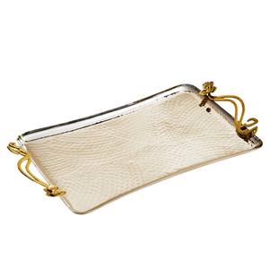 Plateau de service alimentaire en acier inoxydable de qualité supérieure avec poignées décoratives en fleurs de cerisier pour restaurant - Product Image 4