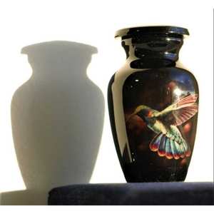 Contenedor de cremación hecho a mano de urna de aluminio negro hecho en India para suministros funerarios de cenizas de mascotas - Product Image 2