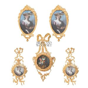 Ensemble de cadres de portrait en laiton doré antique Art mural européen vintage pour la décoration intérieure de luxe - Product Image 1