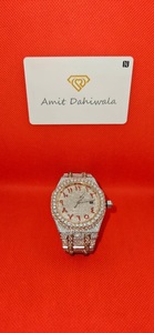 Reloj de plata ostentoso de Hip Hop de lujo resistente al agua diamantes simulados completos para hielo hombres mujeres estilo cuarzo 5mm Ronda hombres - Product Image 2