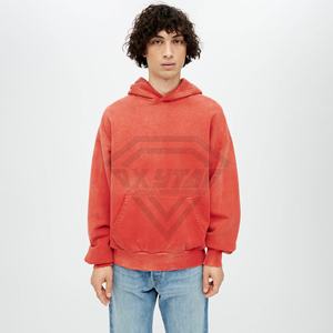 Men's Casual Winter <b>Oversized</b> Hoodie Custom Printing <b>Vintage</b> Acid Washed Streetwear Pullover Pocket Knitted OEM <b>Sweatshirt</b> - Product Image 6