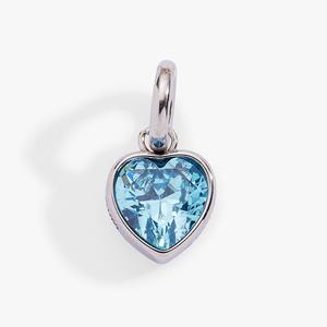 Pendentif en forme de cœur en aquamarine, pierre de naissance de mars, pierre précieuse bleu clair, plaqué or, charme délicat fait à la main, bijoux pour femmes - Product Image 3