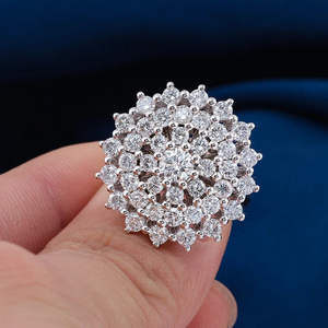 Bague de fiançailles hip-hop en argent sterling 25 mm avec moissanite taille brillant, plaquée or 18 carats, classique, unisexe, pour les fêtes de mariage - Product Image 4