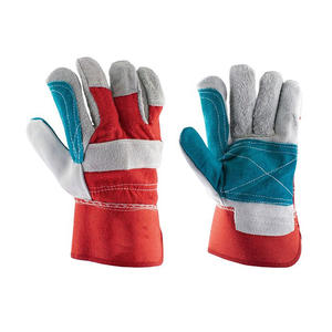 Guantes DE SEGURIDAD divididos de cuero de vaca para hombre Guantes DE TRABAJO resistentes amarillos y negros Calidad aprobada para protección de manos y brazos - Product Image 4