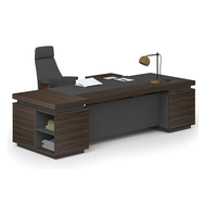 Mobilier de Bureau Moderne - Bureau de Direction de Luxe en L, Meuble d'Affaires en Bois avec Tiroirs et Étagères