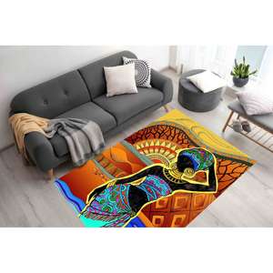 Alfombra de Arte Africano con Diseño de Mujer: Alfombra Decorativa Étnica Antideslizante, con Pelo Suave - Product Image 1