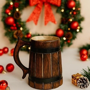 Custom Logo Handmade Natural <b>Wooden</b> Coffee <b>Cup</b> with Handle, Beech Wood Drinking Water Milk Tea <b>Cup</b> Beer Mug - Product Image 6