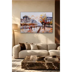 Impression sur toile Fida Autumn Paris Street Palette Knife Style - Product Image 5