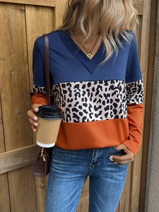 Sweat-shirt décontracté surdimensionné pour femme, manches longues, haut à blocs de couleur - Product Image 5