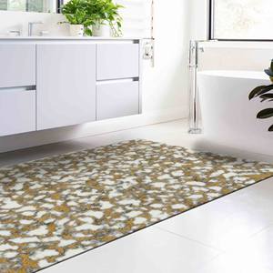 White and Gold Marble <b>Rug</b>: Shimmery Contemporary Accent <b>Rug</b>,<b>Chenille</b> <b>Rug</b> - Product Image 3