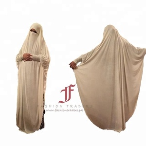 Khimar สีขาวสำหรับ jilbab Long islamic abaya สำหรับผู้หญิงเสื้อลำลองในวัสดุโพลีเอสเตอร์สำหรับผู้ใหญ่ตะวันออกกลาง