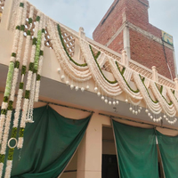Toran Bunga Melati dari Kain dengan Lotus Kayu Sola |   Karangan Bunga Gantung Pintu India |   Dekorasi Pernikahan & Festival India Selatan
