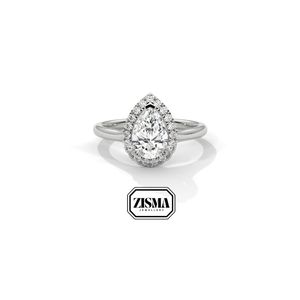 ห่วงลูกแพร์1.5กะรัตที่สง่างามแหวนเพชรที่ปลูกในสไตล์ฮาโล14K 18K ทองหรือ925 10K ได้รับการรับรองจาก IGI GIA - Product Image 1