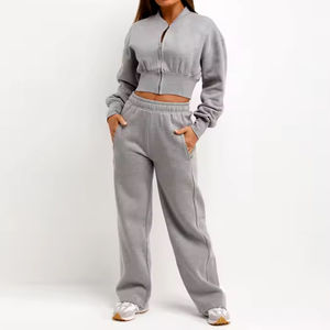 ชุดวอร์มผู้หญิงผ้าคอตตอน/โพลีเอสเตอร์ชุดวอร์มป้องกันแบคทีเรียสีตามสั่งสำหรับผู้หญิงน้ำหนักเบา - Product Image 3