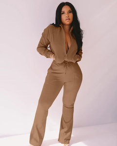 Jogger 2 pièces de vêtements de fitness avec logo personnalisé ensemble de sweatshirts jogging doux en coton/élasthanne de haute qualité survêtements pour femmes - Product Image 2