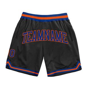 Pantalones Cortos de Baloncesto Industrie Direct Personalizados en Negro, Azul Rey y Naranja, Estilo Retro Auténtico - Product Image 1