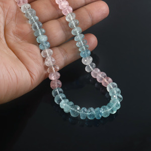 Cuentas facetadas de aguamarina natural multicolor de 8 mm a 9 mm, cuentas de piedras preciosas de aguamarina azul, hebra de 18 pulgadas para la fabricación de joyería y abalorios. - Product Image 3