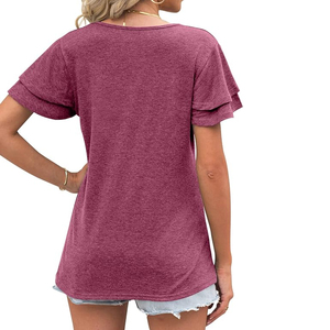 T-shirt décontracté tricoté de haute qualité et élégant, respectueux de l'environnement, pour femmes, impression personnalisée, OEM ODM, usine du Bangladesh, options grandes tailles - Product Image 2