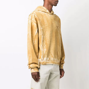 Sweat à capuche imprimé délavé à l'acide vintage pour hommes personnalisable sweat-shirt polaire en coton éponge français Streetwear hiver ODM approvisionnement - Product Image 2