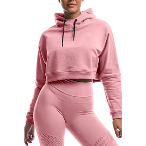 Sudadera Deportiva Corta para Mujer, Estilo Acid Wash, Bordado, Diseño Sólido, ODM, Sudadera con Capucha para Gimnasio - Product Image 1