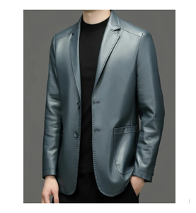 100% véritable haute qualité Style britannique décontracté coupe ajustée Blazer hommes respirant cuir doublure poches hiver grande taille mariages - Product Image 4