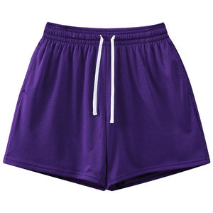 Pantalones cortos de malla para hombre con logotipo personalizado para verano, pantalones cortos de playa transpirables americanos para fitness, patrón sólido, estilo informal ecológico - Product Image 1