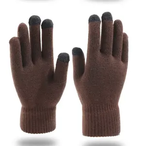 Top qualité hommes femmes manchette élastique hiver thermique doux tricot doublure écran tactile SMS gants chauds personnaliser Logo en gros - Product Image 2